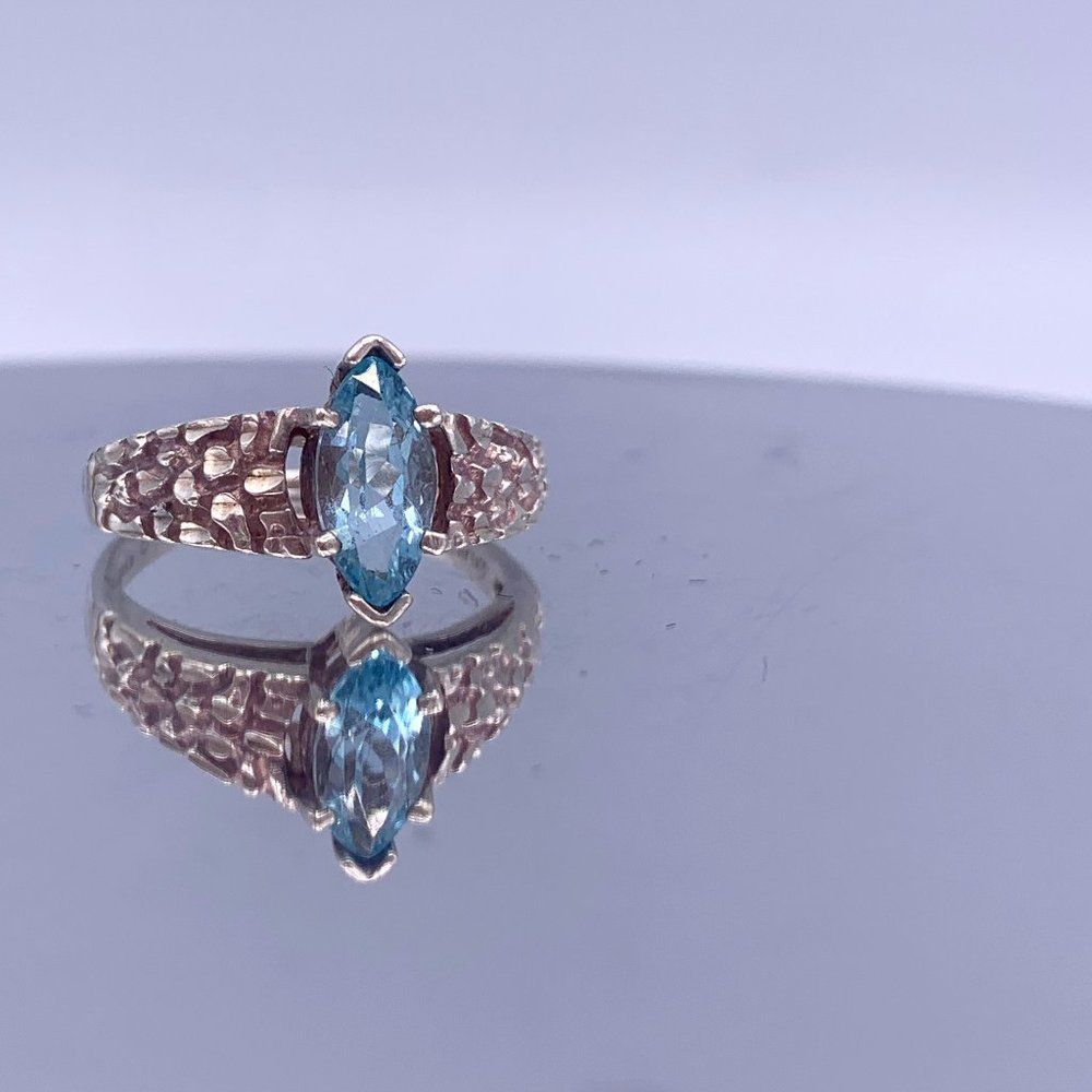 Vintage Swiss Blue Topaz Sterling Silver Ring